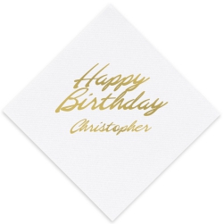 Happy Birthday Luxury AirLaid Napkin - Foil-Pressed
