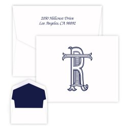Unity Two Letter Monogram Note - Raised Ink