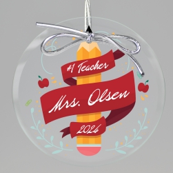 Number One Teacher Keepsake Printed Ornament 