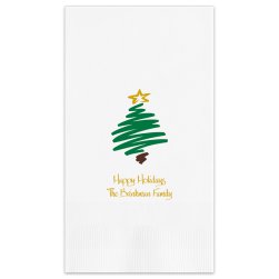 Festive Christmas Tree Guest Towel - Printed