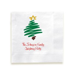 Festive Christmas Tree Napkin - Printed