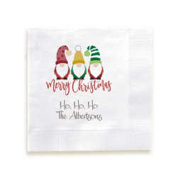 Merry Christmas Gnomes Napkin - Printed