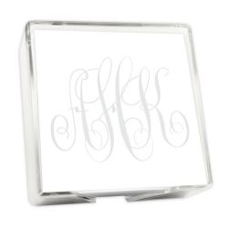 Henley Watercolor Monogram Memo Square - White with holder
