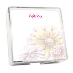 Watercolor Sunflowers Memo Square - White with holder