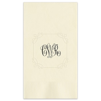 Camden Embossed-Frame Monogram Guest Towel - Foil-Pressed