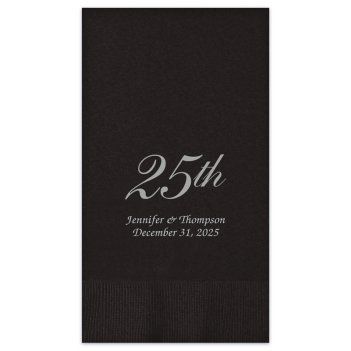 25th Wedding Anniversary Guest Towel - Foil-Pressed