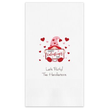 Happy Valentines Day Gnome Guest Towel - Printed