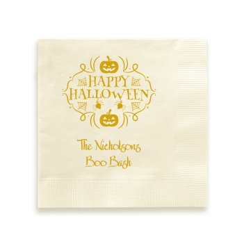 Happy Halloween Pumpkins Napkin - Printed