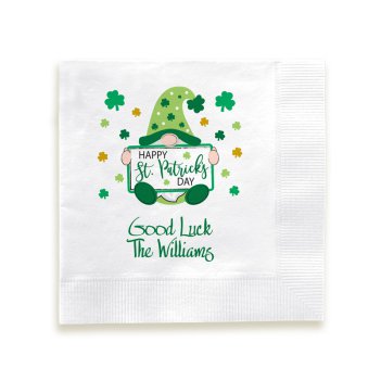 Happy St Patricks Day Gnome Napkin - Printed