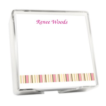 Kelly Stripes Memo Square - White with holder